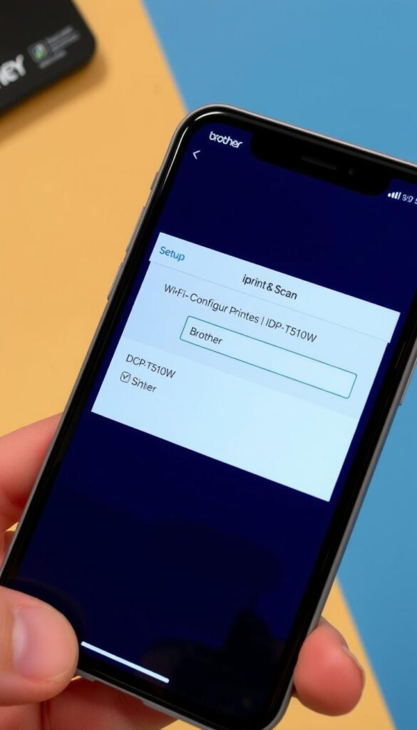 Aplikacja Brother iPrint&Scan na smartfonie podczas konfiguracji drukarki Aplikacja Brother iPrint&Scan na smartfonie podczas konfiguracji drukarki