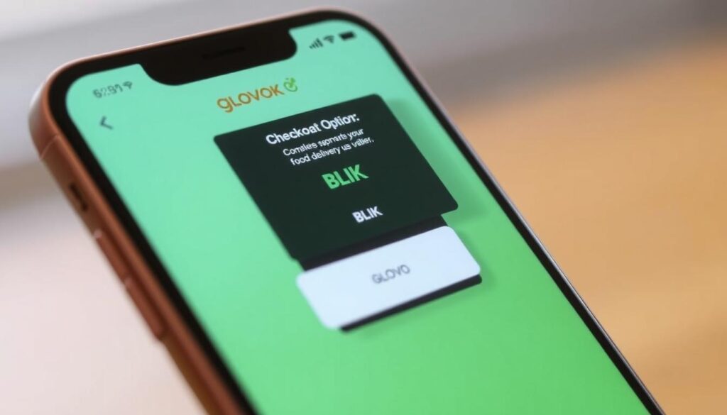 Aplikacja Glovo z opcją płatności BLIK gdzie można płacić BLIKiem
