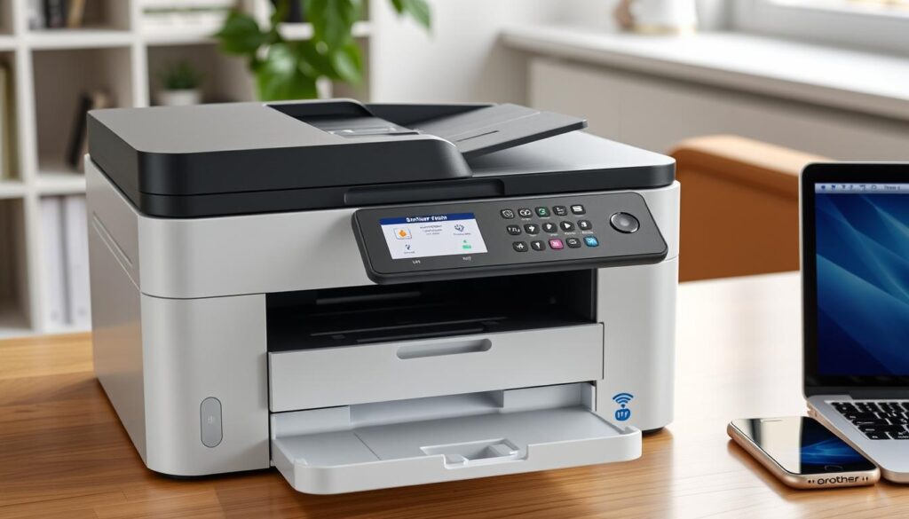 Drukarka Brother DCP-T510W podłączona do sieci WiFi w domowym biurze Drukarka Brother DCP-T510W podłączona do sieci WiFi w domowym biurze