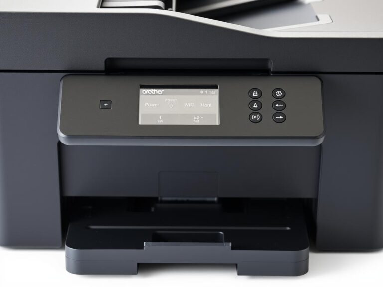 Drukarka Brother DCP-T510W przygotowana do konfiguracji WiFi z widocznym panelem sterowania