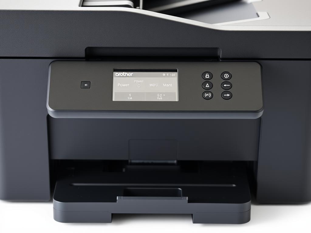 Drukarka Brother DCP-T510W przygotowana do konfiguracji WiFi z widocznym panelem sterowania