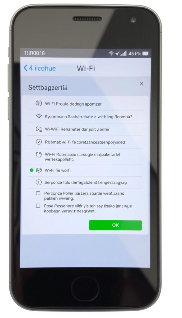 Ekran aplikacji iRobot HOME podczas procesu konfiguracji Wi-Fi