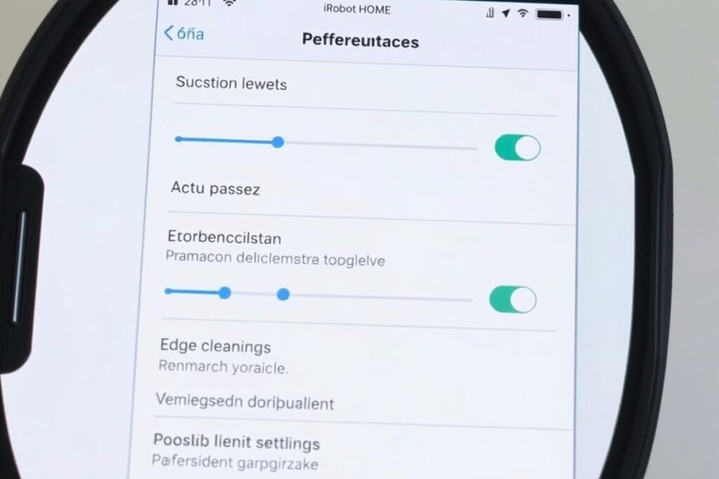 Ekran personalizacji ustawień sprzątania w aplikacji iRobot HOME