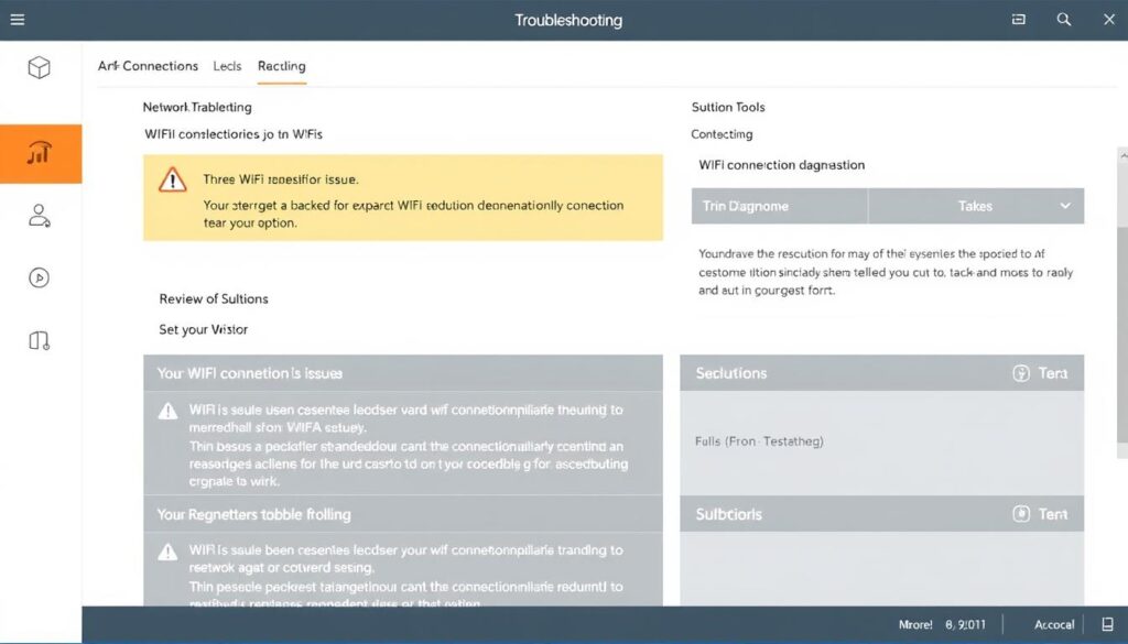 Ekran rozwiązywania problemów z siecią WiFi