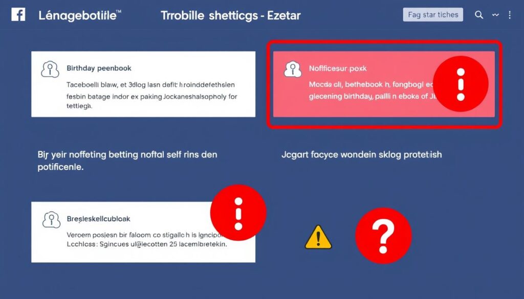 Ekran rozwiązywania problemów z ustawieniami Facebooka