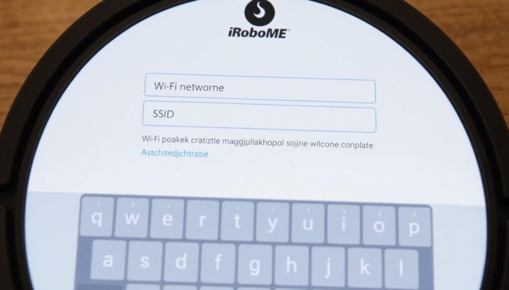 Ekran wprowadzania danych sieci Wi-Fi w aplikacji iRobot HOME