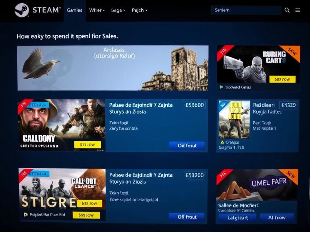 Ekran z wyprzedażą na Steam pokazujący jak łatwo można wydać dużo pieniędzy na gry