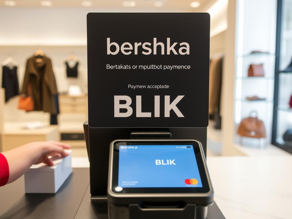 Kasa w sklepie Bershka z oznaczeniem akceptacji BLIK gdzie można płacić BLIKiem