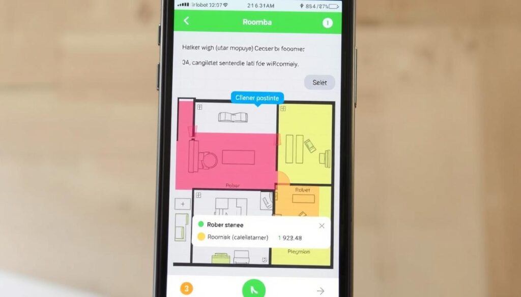 Mapa pomieszczeń i postępy sprzątania w aplikacji iRobot HOME