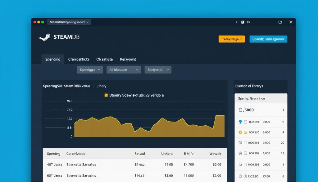 Narzędzie SteamDB pokazujące statystyki wydatków na Steam
