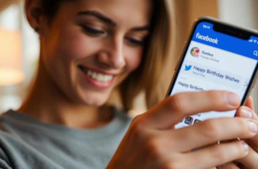 Osoba dziękująca za życzenia urodzinowe na Facebooku na telefonie