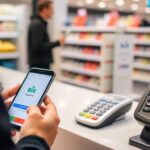 Osoba płacąca BLIKiem w sklepie za pomocą smartfona gdzie można płacić BLIKiem