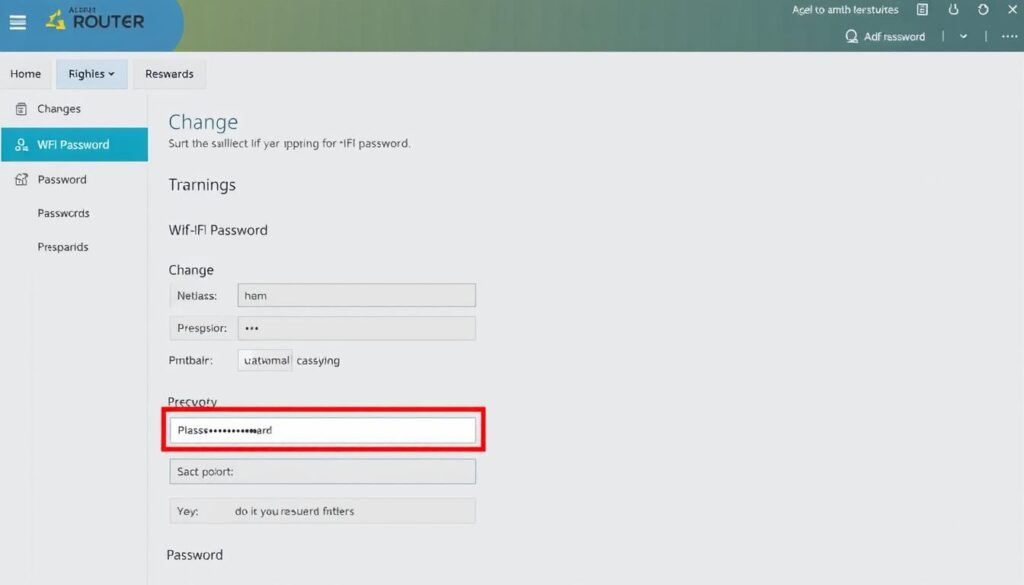 Panel zmiany hasła WiFi w ustawieniach routera