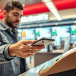 Płatność BLIK w McDonald's - osoba płacąca telefonem przy kasie