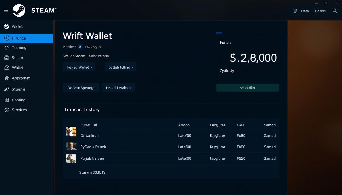 Portfel Steam z widocznym saldem i jak wypłacić pieniądze ze steam na konto