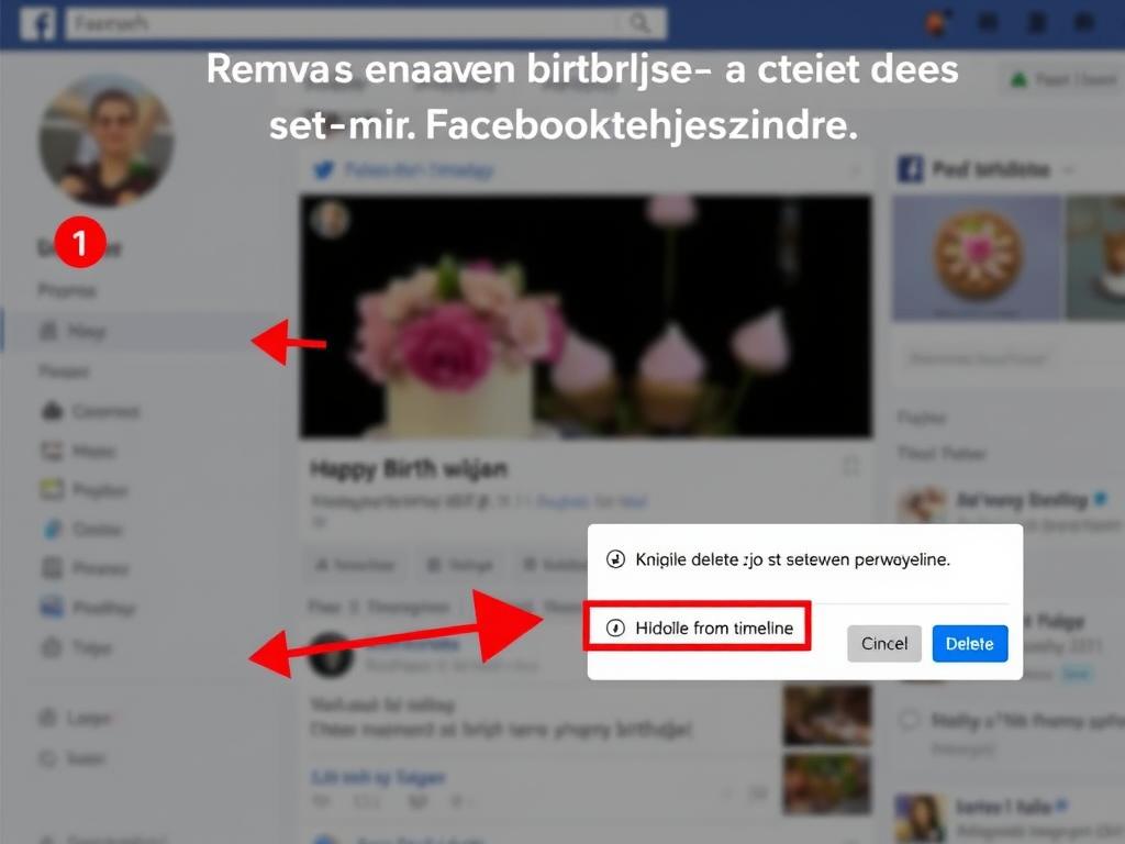 Proces usuwania życzeń urodzinowych z osi czasu na Facebooku