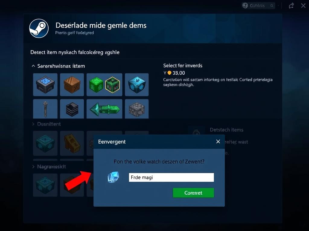 Proces wymiany przedmiotów na klejnoty Steam jak wbić lvl steam za free