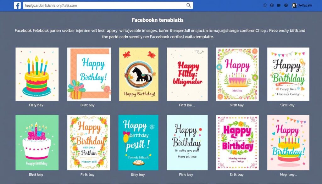 Przykłady kartek urodzinowych dostępnych na Facebooku