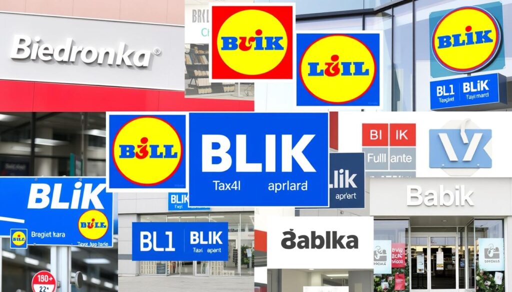 Różne sklepy z oznaczeniami akceptacji BLIK gdzie można płacić BLIKiem