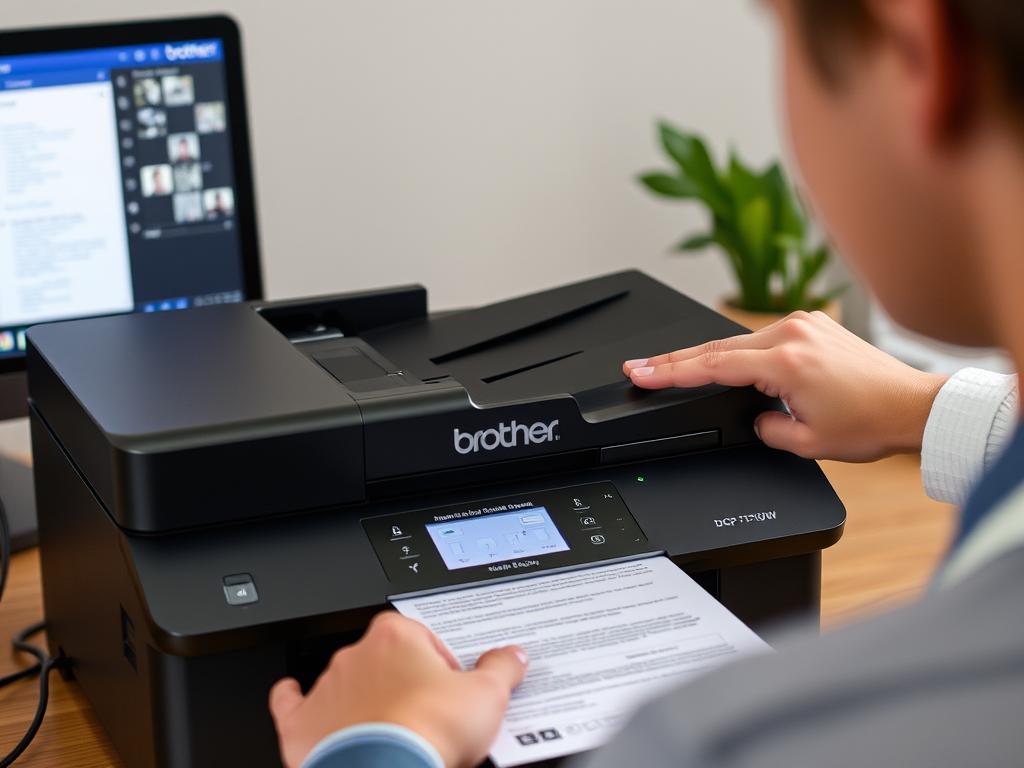 Skanowanie dokumentu do komputera przez WiFi na drukarce Brother DCP-T510W Skanowanie dokumentu do komputera przez WiFi na drukarce Brother DCP-T510W