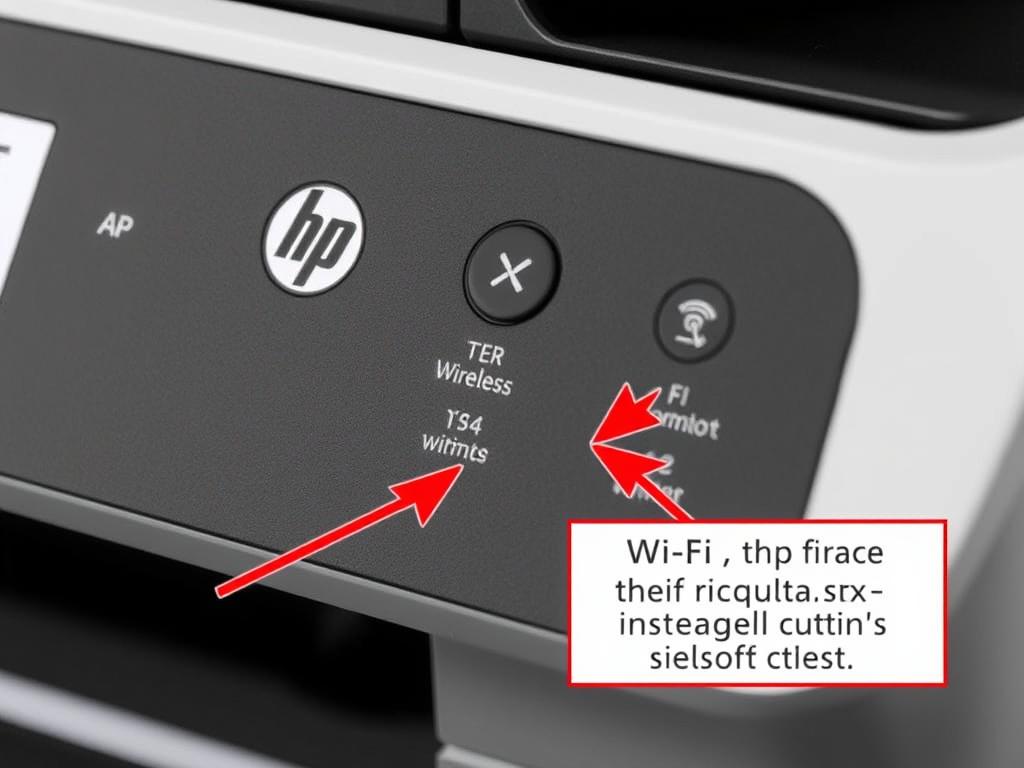 Szczegółowy widok panelu sterowania drukarki HP DeskJet 3635 z zaznaczonymi przyciskami do konfiguracji WiFi