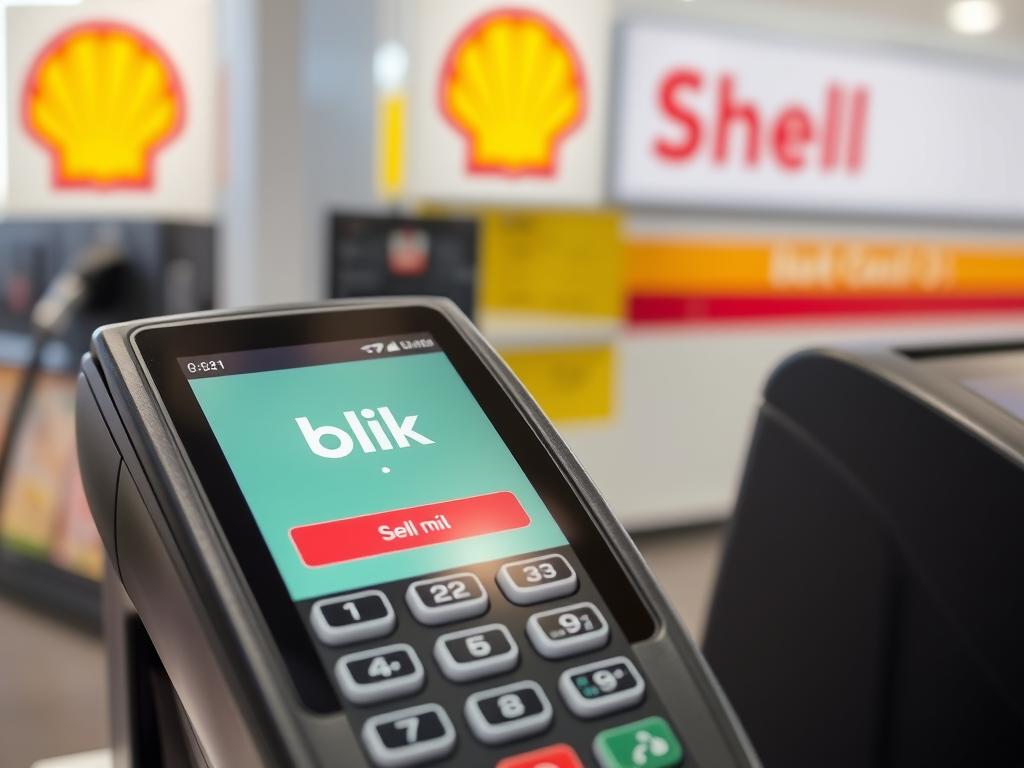 Terminal płatniczy na stacji Shell z opcją BLIK gdzie można płacić BLIKiem