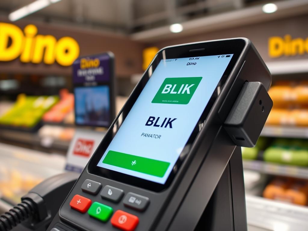Terminal płatniczy w sklepie Dino z opcją BLIK gdzie można płacić BLIKiem