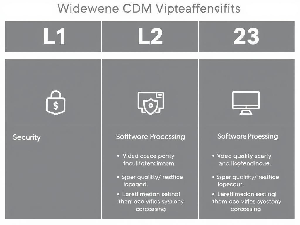 Trzy poziomy zabezpieczeń Widevine content decryption module - porównanie L1, L2 i L3