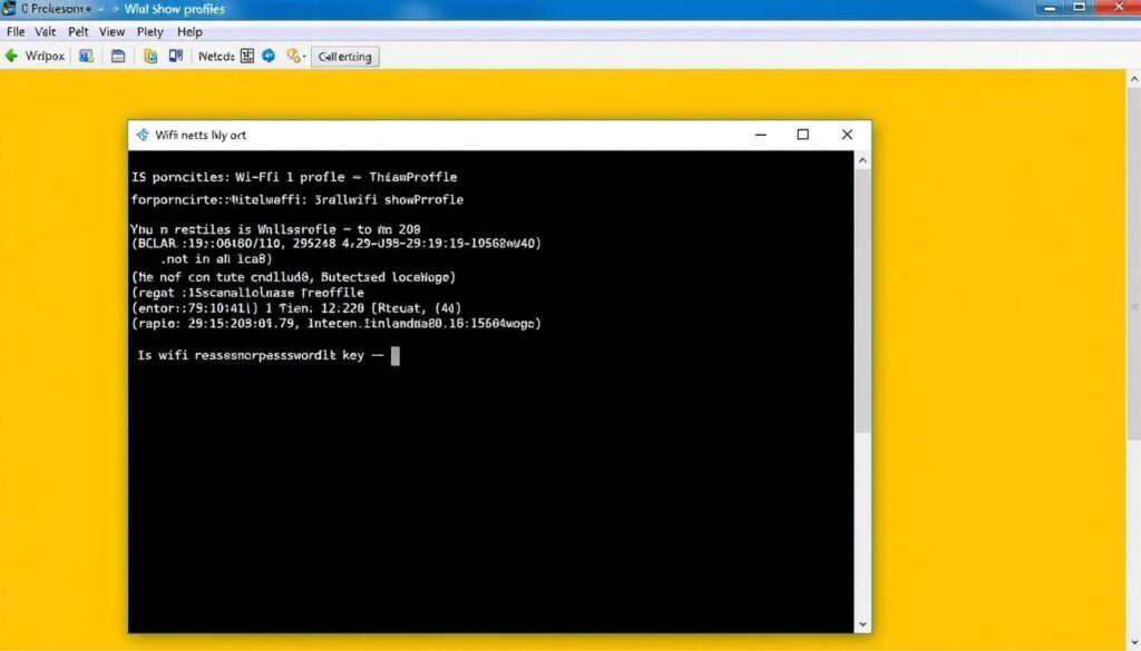 Wiersz poleceń Windows z komendą do sprawdzania hasła WiFi