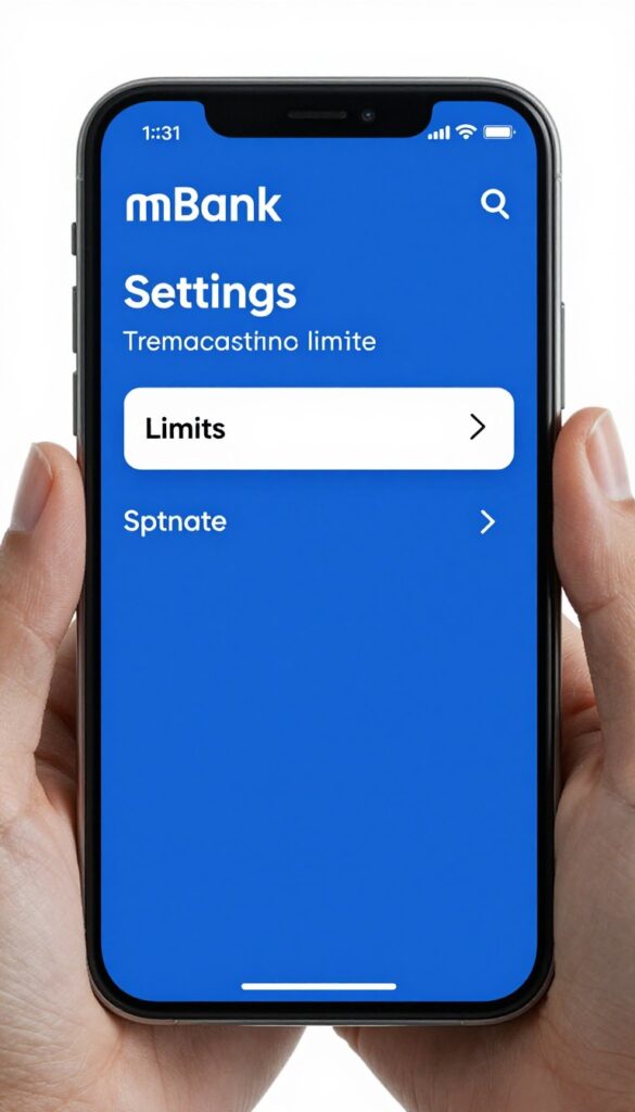 Ekran zmiany limitów w aplikacji mobilnej mBank