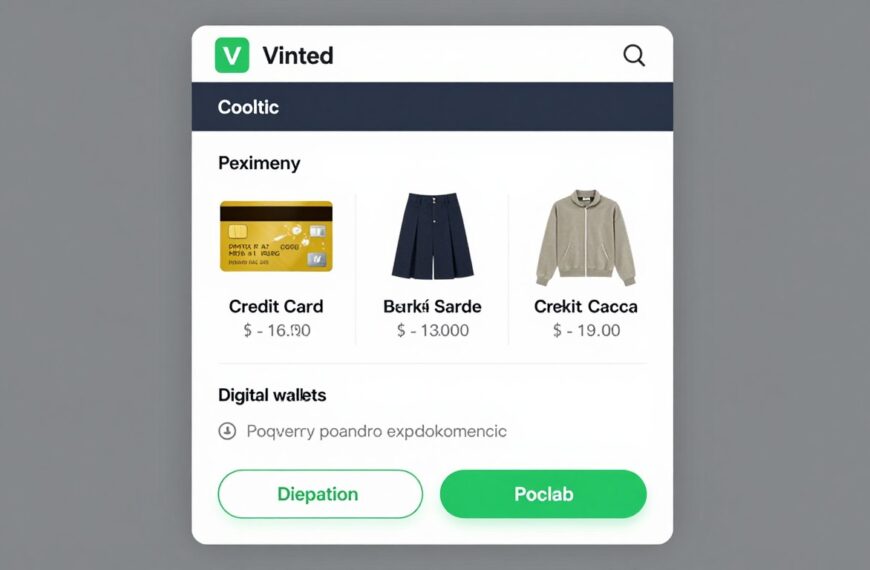Interfejs płatności na platformie Vinted pokazujący dostępne metody płatności