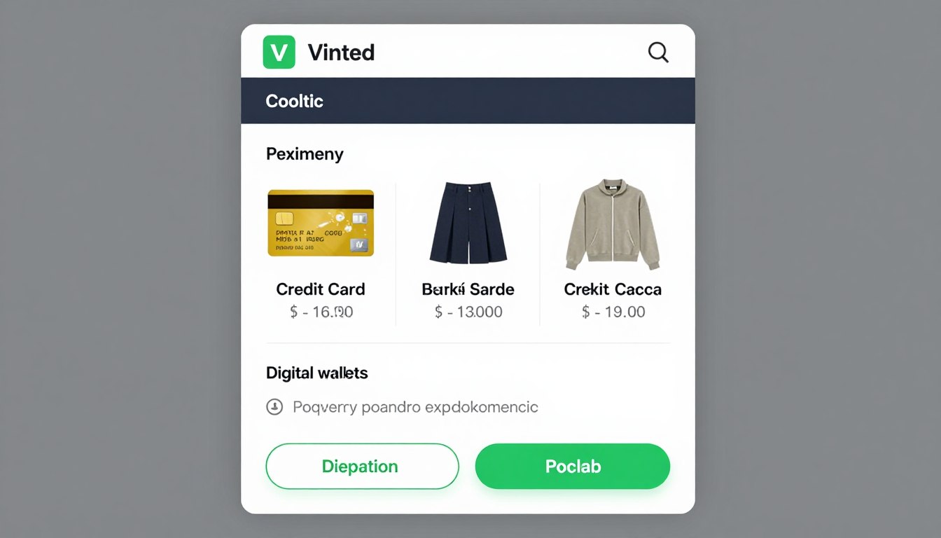 Interfejs płatności na platformie Vinted pokazujący dostępne metody płatności