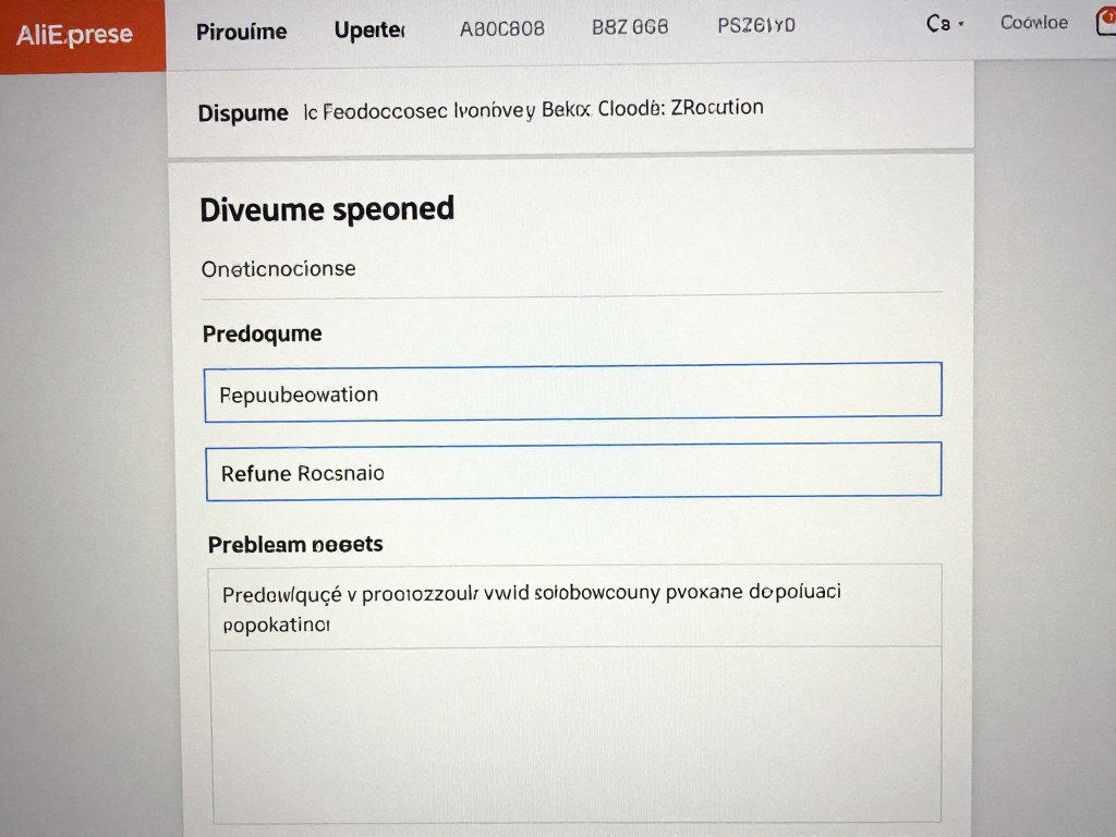 Proces otwierania sporu na AliExpress - zrzut ekranu z formularza sporu