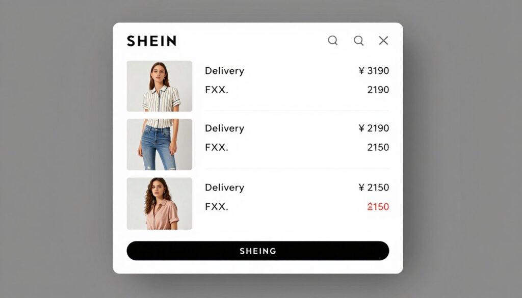 Proces składania zamówienia na platformie Shein - widok koszyka i opcji płatności