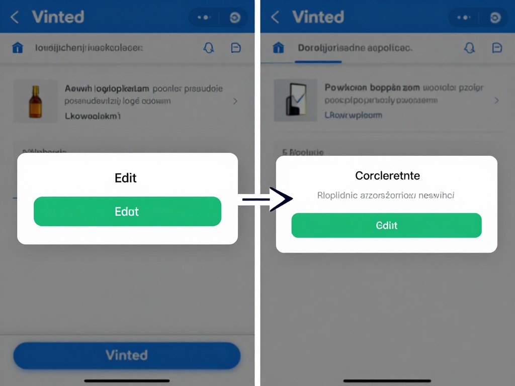 Proces usuwania przedmiotu z platformy Vinted - zrzut ekranu z zaznaczonymi krokami