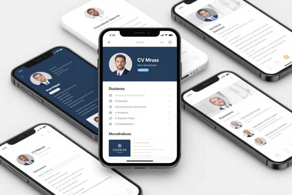 Różne szablony CV dostępne w kreatorze na telefonie