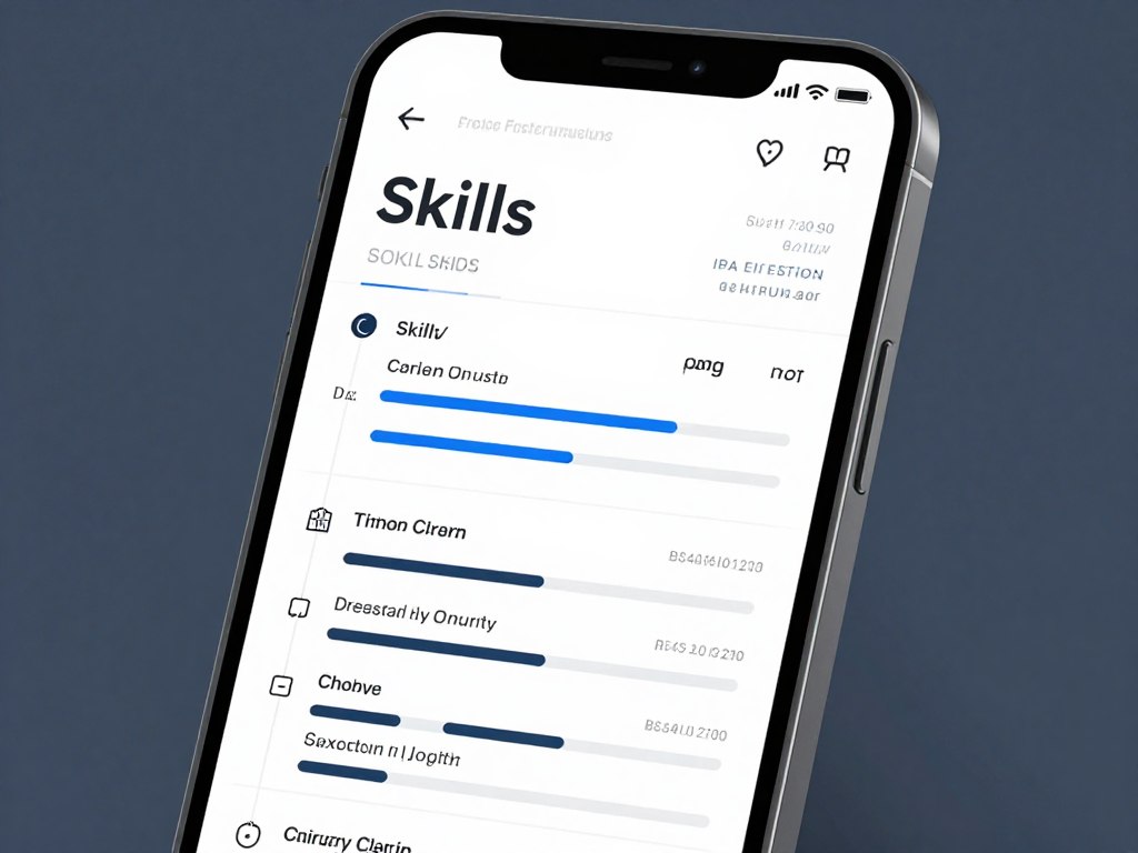 Sekcja umiejętności w CV na ekranie telefonu