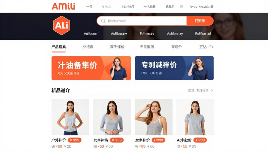 Strona główna AliExpress z widocznymi kategoriami produktów i promocjami