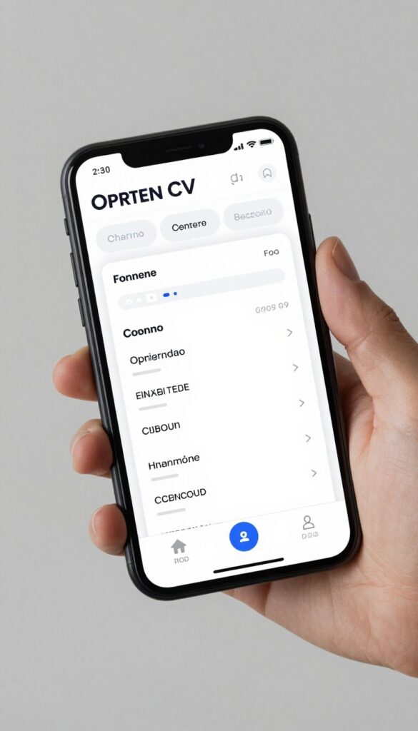 Telefon z otwartą aplikacją do tworzenia CV